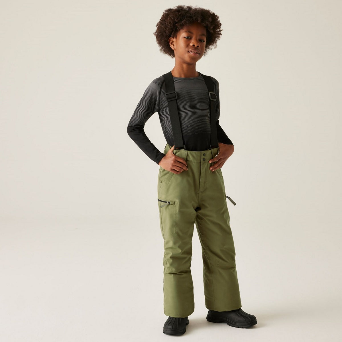 Martini Olive - Front - Dare 2B Childrens-Kids Pow III Insulated Ski Trousers