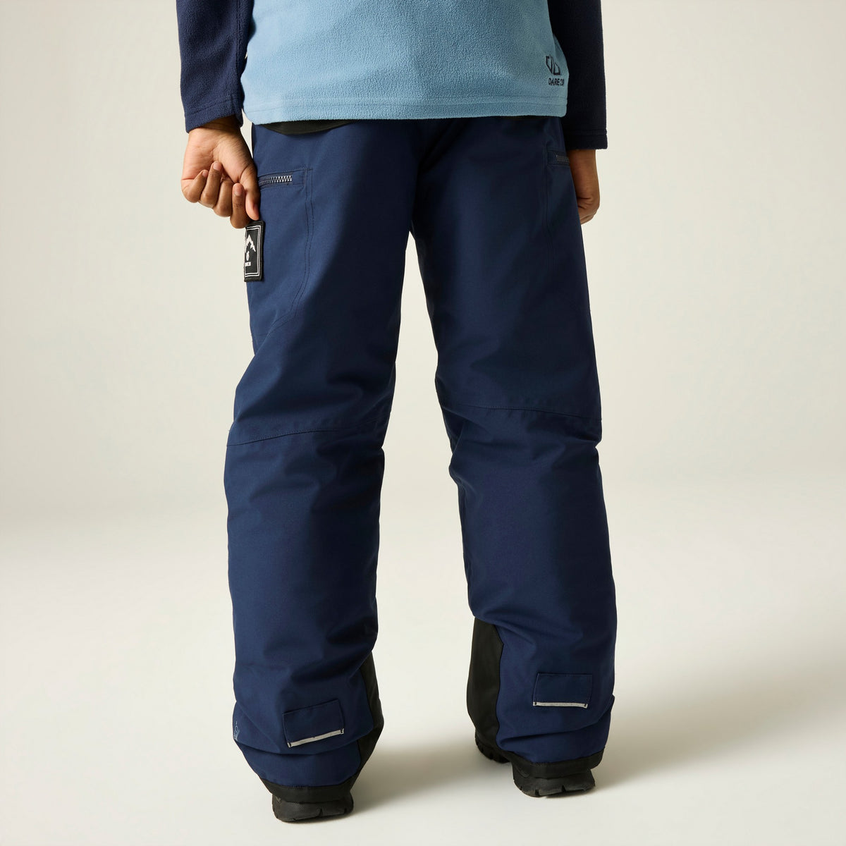 Navy - Close up - Dare 2B Childrens-Kids Pow III Insulated Ski Trousers