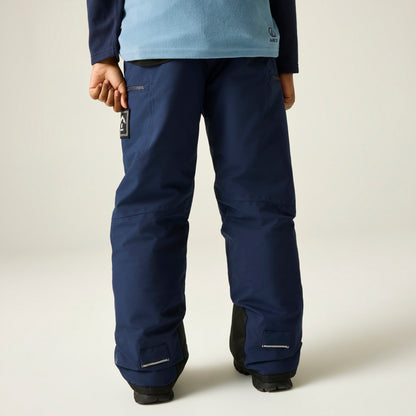 Navy - Close up - Dare 2B Childrens-Kids Pow III Insulated Ski Trousers