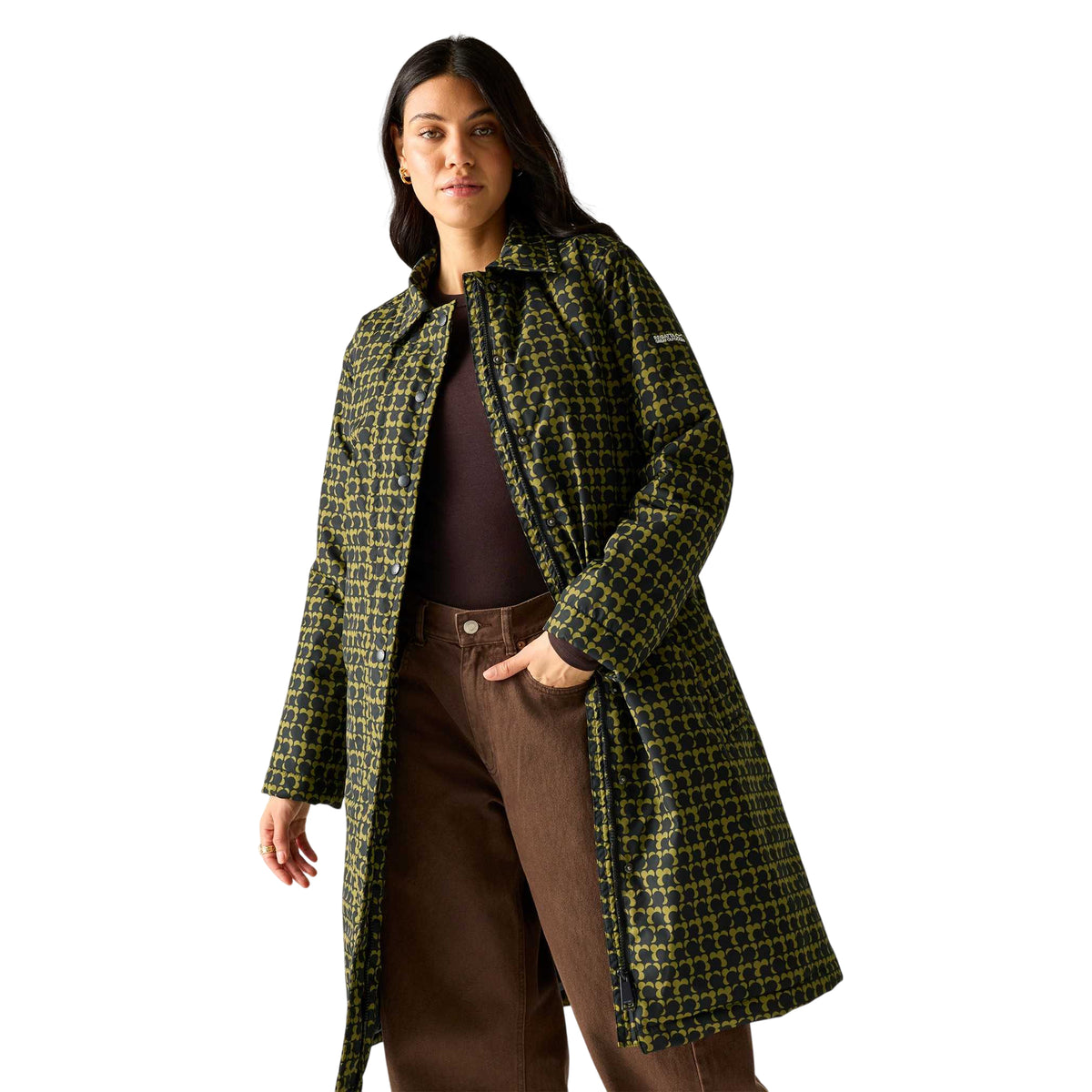 Black-Olive - Side - Regatta Womens-Ladies Orla Eclipse Waterproof Mackintosh