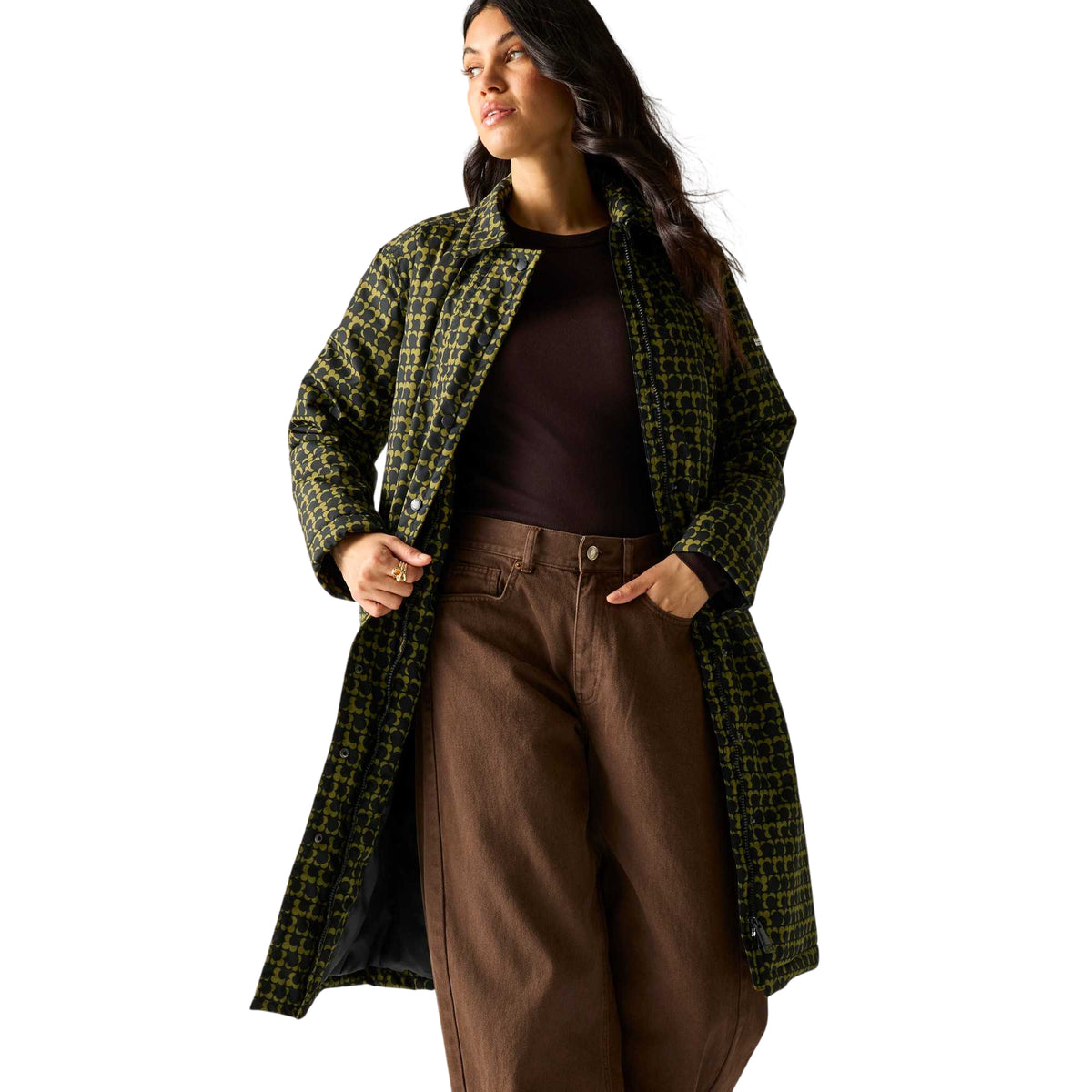 Black-Olive - Lifestyle - Regatta Womens-Ladies Orla Eclipse Waterproof Mackintosh