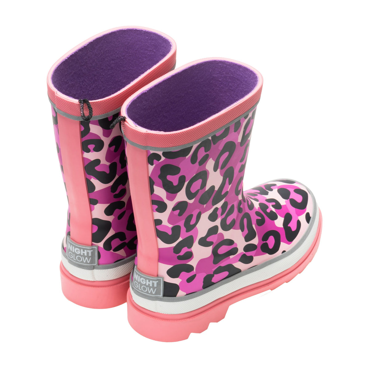 Pink Lemonade - Back - Regatta Childrens-Kids Mudplay III Leopard Print Wellington Boots