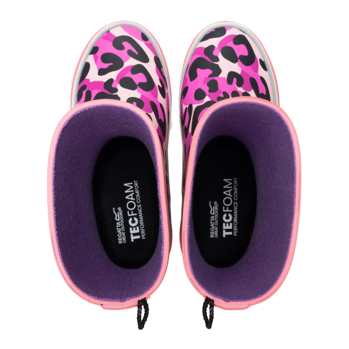 Pink Lemonade - Lifestyle - Regatta Childrens-Kids Mudplay III Leopard Print Wellington Boots