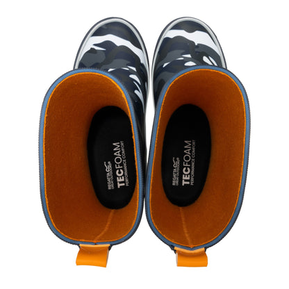 Black - Lifestyle - Regatta Childrens-Kids Foxfire Camo Reflective Wellington Boots
