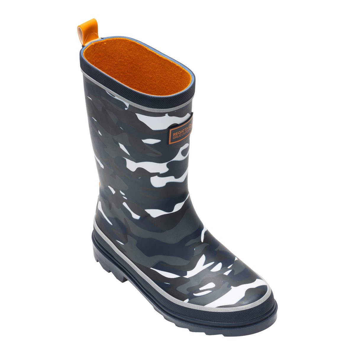 Black - Close up - Regatta Childrens-Kids Foxfire Camo Reflective Wellington Boots