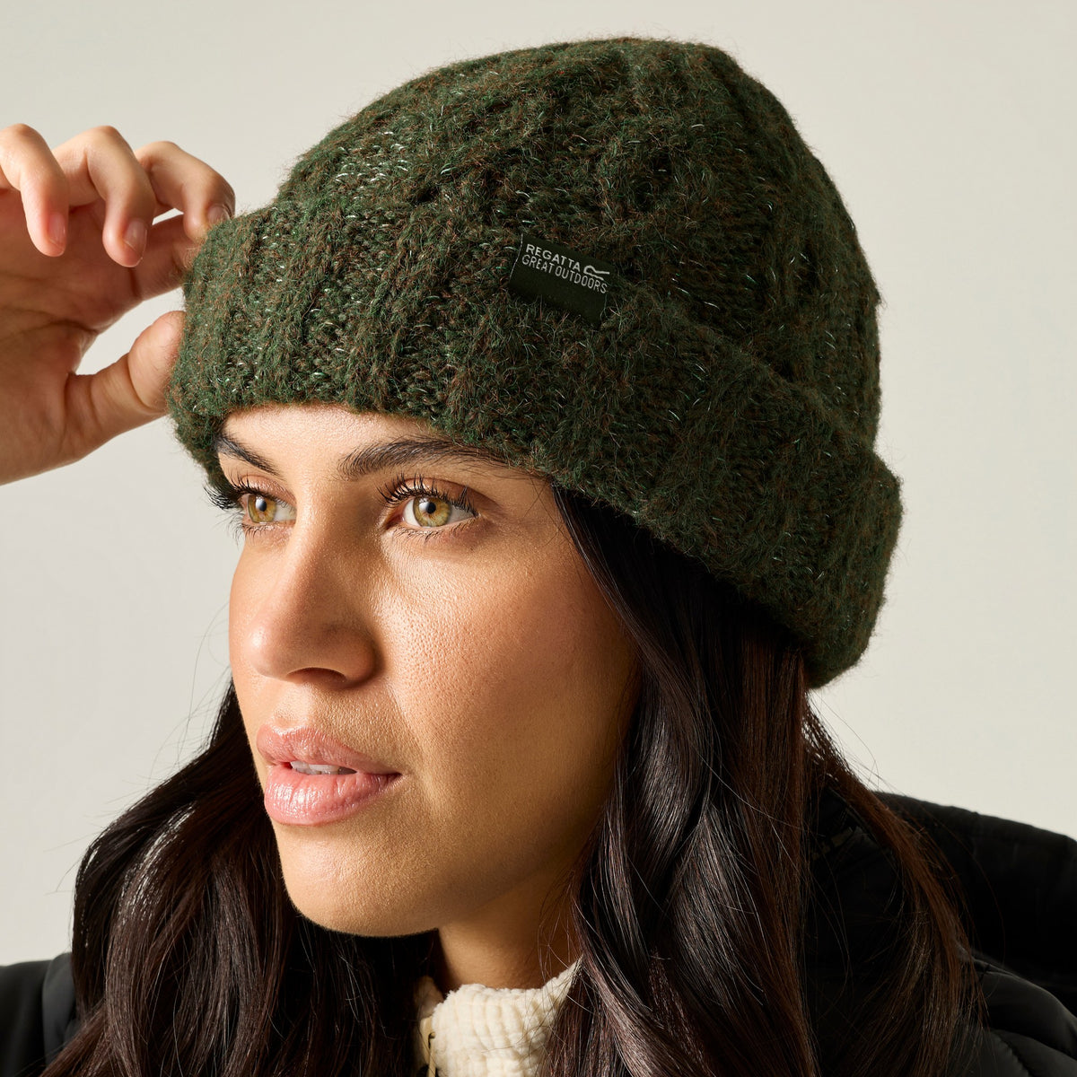 Dark Khaki - Close up - Regatta Womens-Ladies Multimix Beanie