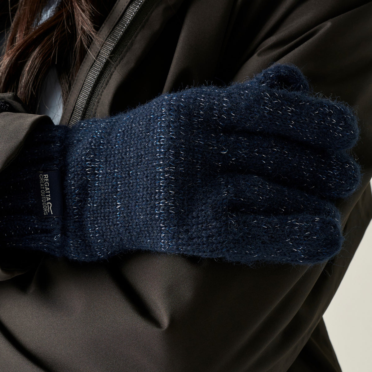 Navy - Close up - Regatta Womens-Ladies Multimix Winter Gloves