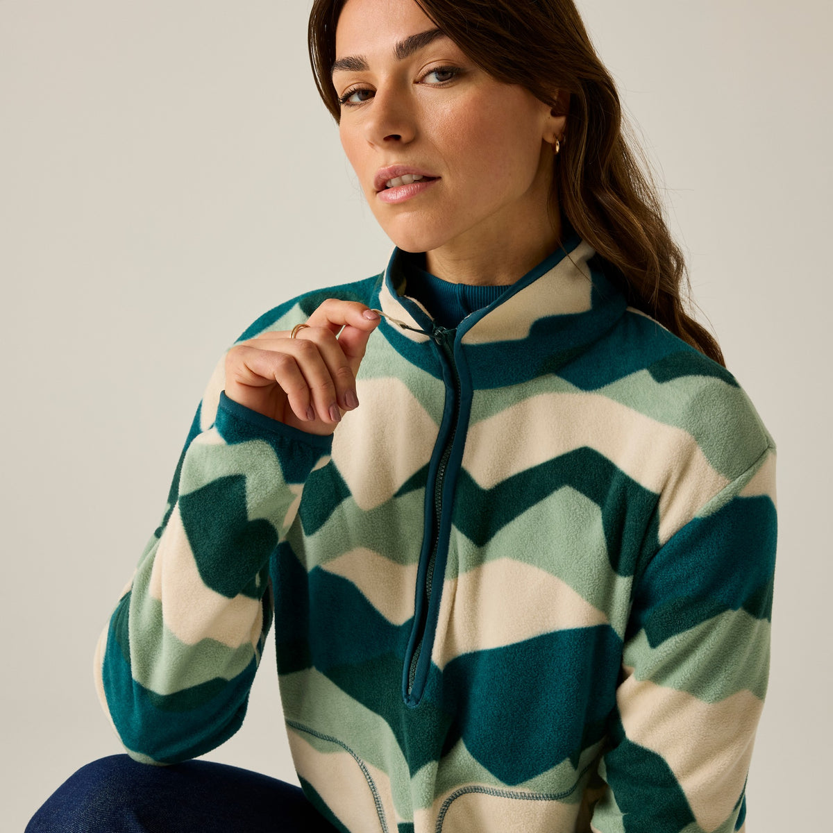 Multicoloured - Close up - Regatta Womens-Ladies Frankie Abstract Mountain Quarter Zip Fleece Top
