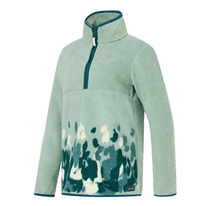 Glacier Green - Side - Regatta Womens-Ladies Frankie Leopard Camo Borg Half Zip Fleece Top