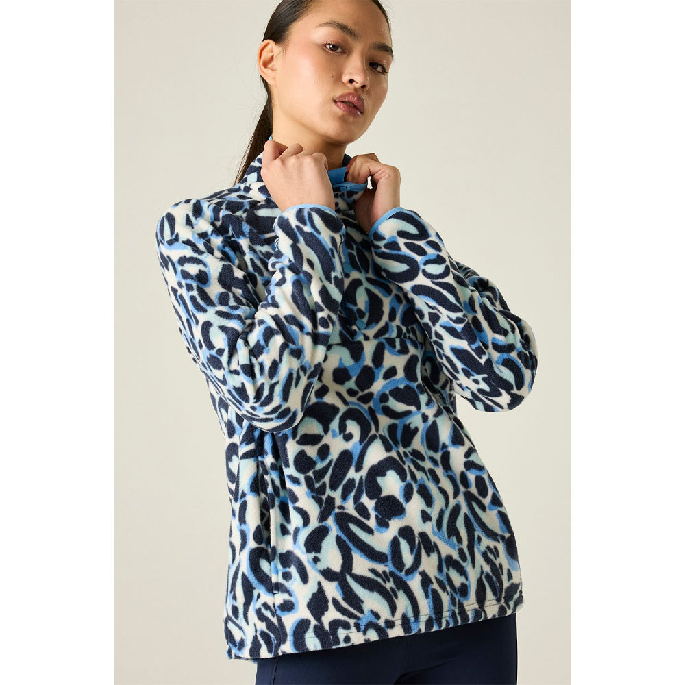 Dusky Blue - Side - Dare 2B Womens-Ladies Wing It Animal Print Fleece Top
