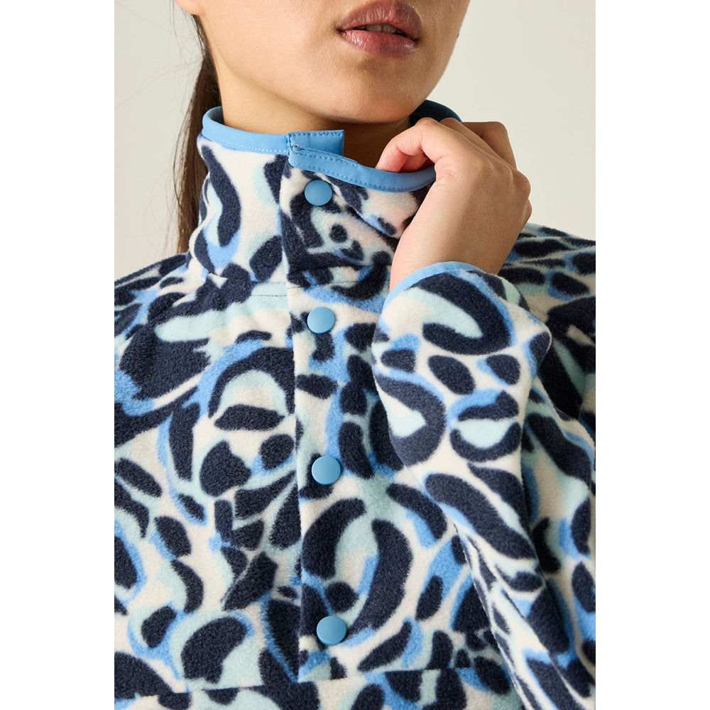 Dusky Blue - Close up - Dare 2B Womens-Ladies Wing It Animal Print Fleece Top