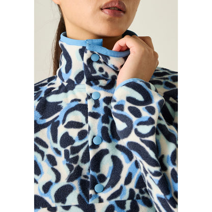 Dusky Blue - Close up - Dare 2B Womens-Ladies Wing It Animal Print Fleece Top