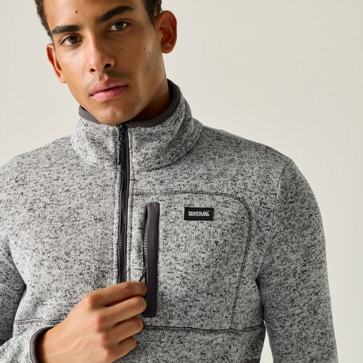 Silver Grey - Lifestyle - Regatta Mens Barlee Quarter Zip Fleece Top