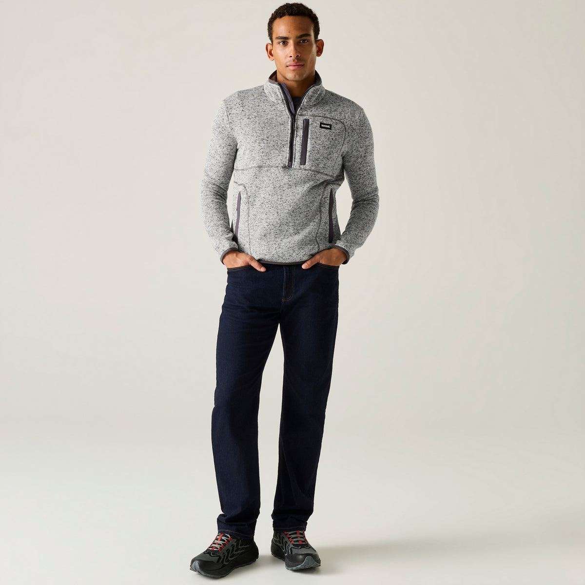 Silver Grey - Close up - Regatta Mens Barlee Quarter Zip Fleece Top