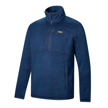 Navy - Side - Regatta Mens Barlee Quarter Zip Fleece Top