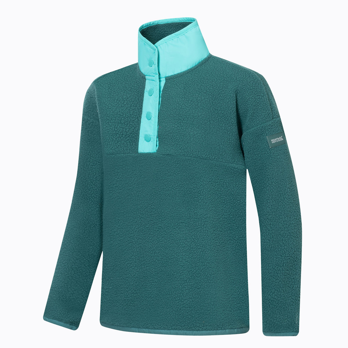 Mediterranea-Turquoise - Side - Regatta Childrens-Kids Eva Button Detail Fleece Top