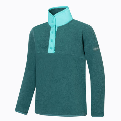 Mediterranea-Turquoise - Side - Regatta Childrens-Kids Eva Button Detail Fleece Top
