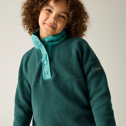 Mediterranea-Turquoise - Pack Shot - Regatta Childrens-Kids Eva Button Detail Fleece Top
