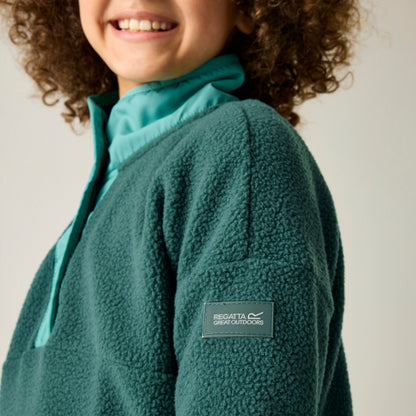 Mediterranea-Turquoise - Close up - Regatta Childrens-Kids Eva Button Detail Fleece Top