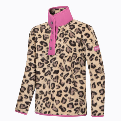 Mocha-Violet - Side - Regatta Childrens-Kids Eva Leopard Print Buttoned Fleece Top