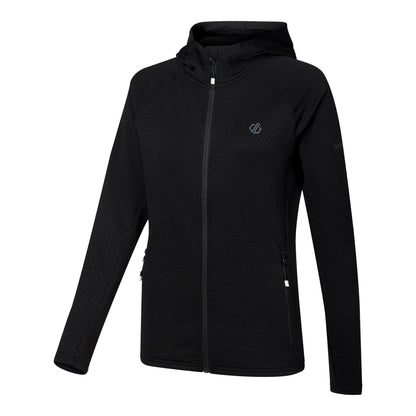 Black - Side - Dare 2B Womens-Ladies Ventura Stretch Hooded Midlayer