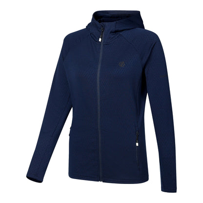 Navy - Side - Dare 2B Womens-Ladies Ventura Stretch Hooded Midlayer