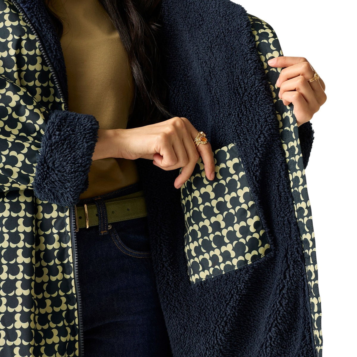 Navy - Close up - Regatta Womens-Ladies Orla Kiely Eclipse Robe