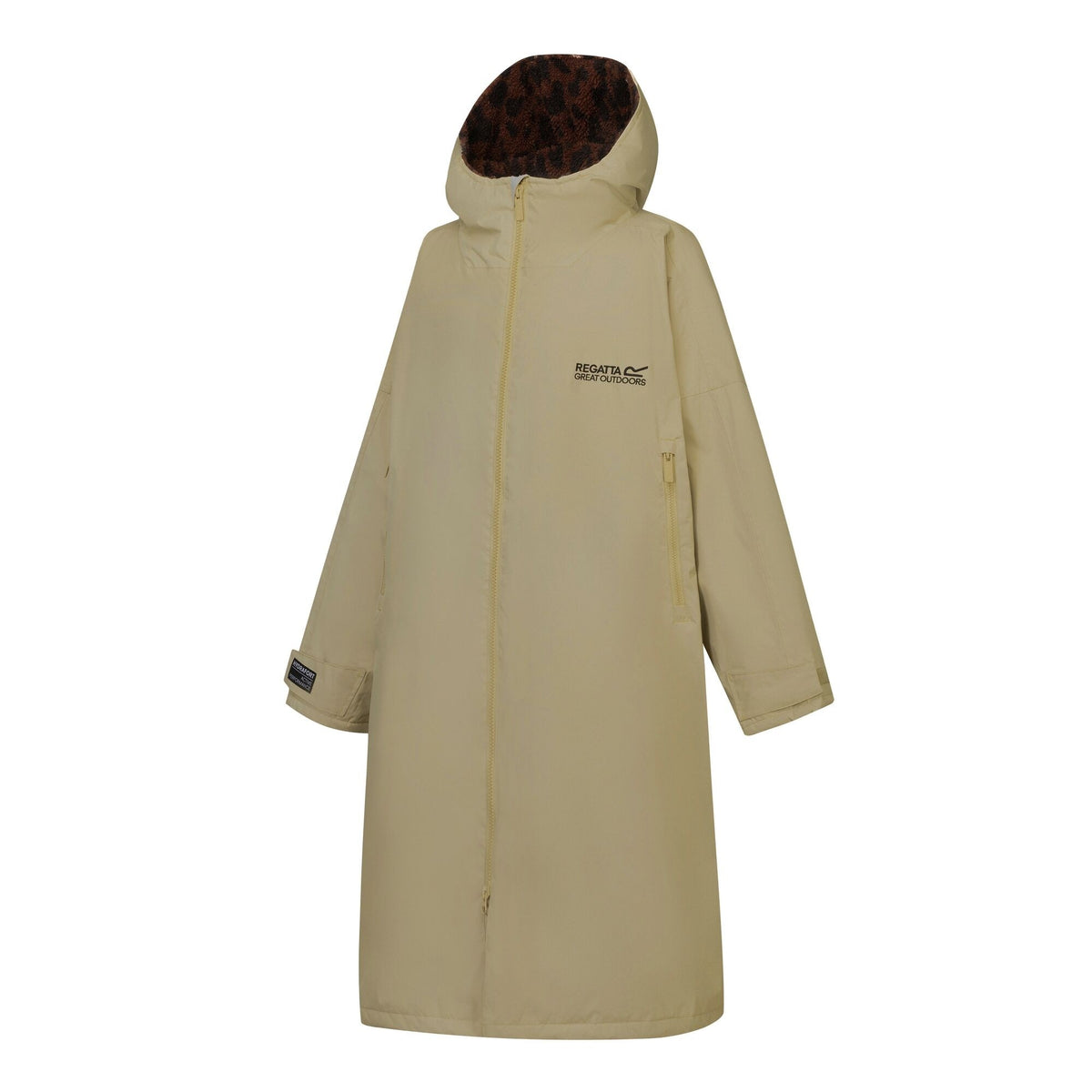 Barleycorn-Dark - Side - Regatta Unisex Adult Leopard Waterproof Changing Robe