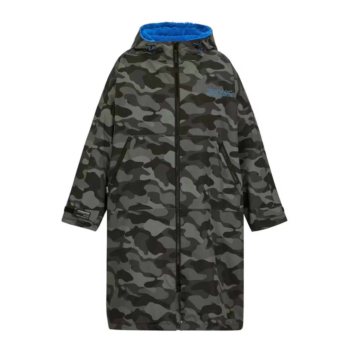 Grey-Sonic Blue - Front - Regatta Unisex Adult Camo Waterproof Changing Robe