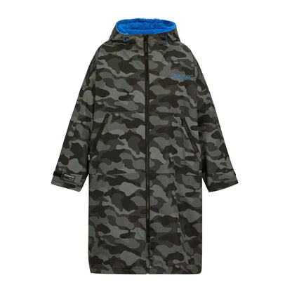 Grey-Sonic Blue - Front - Regatta Unisex Adult Camo Waterproof Changing Robe