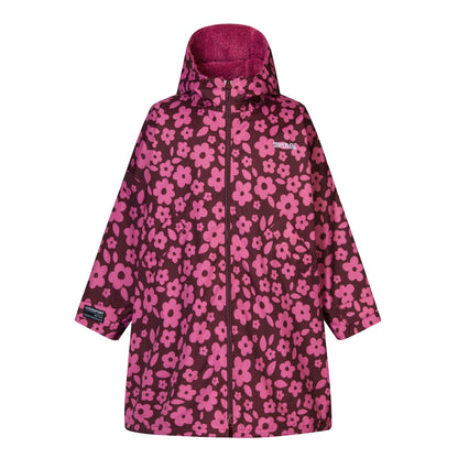 Violet Fig - Front - Regatta Childrens-Kids Floral Waterproof Changing Robe
