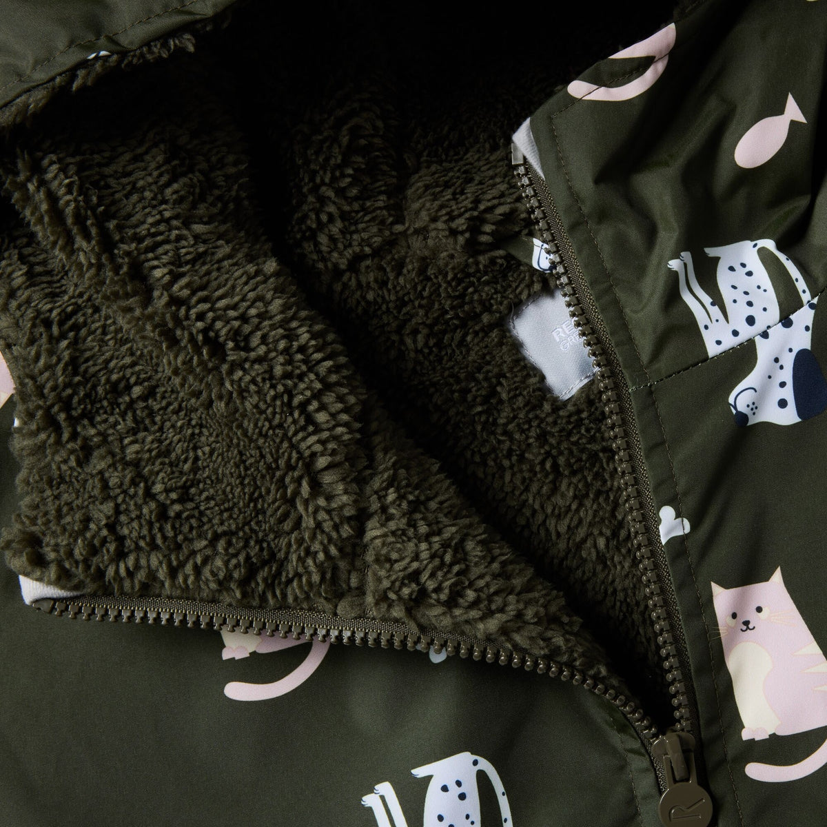 Dark Khaki - Lifestyle - Regatta Childrens-Kids Cats & Dogs Waterproof Changing Robe