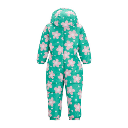 Emerald Green - Back - Regatta Childrens-Kids Penrose Floral Quilted Puddle Suit