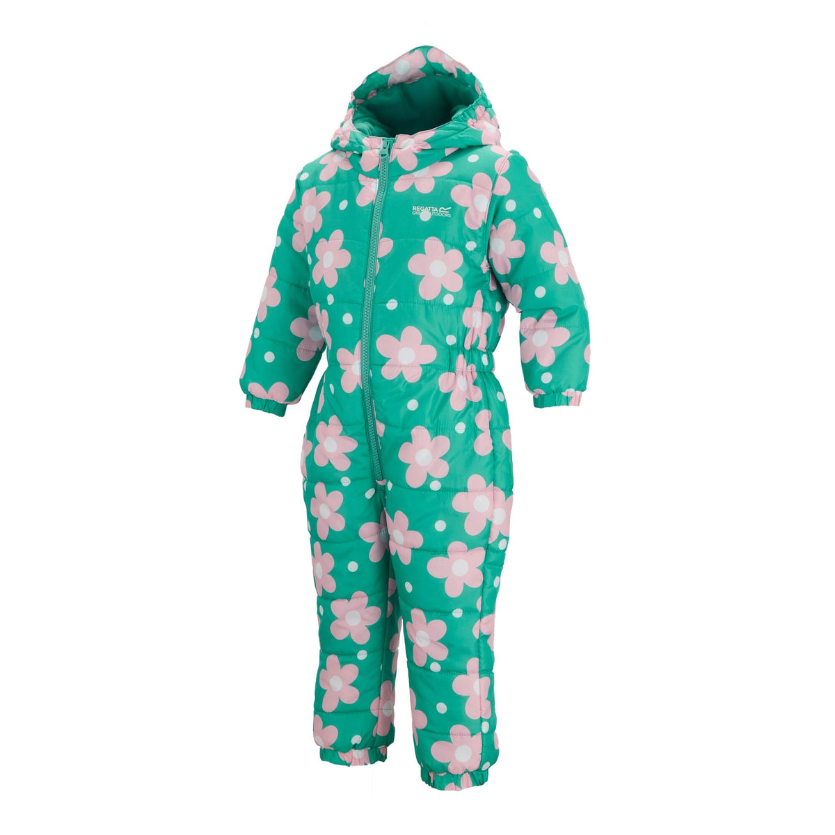Emerald Green - Side - Regatta Childrens-Kids Penrose Floral Quilted Puddle Suit