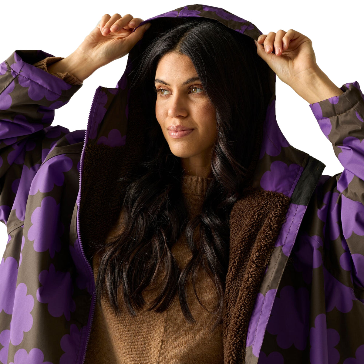 Purple - Side - Regatta Womens-Ladies Orla Kiely Sun Daisy Changing Robe