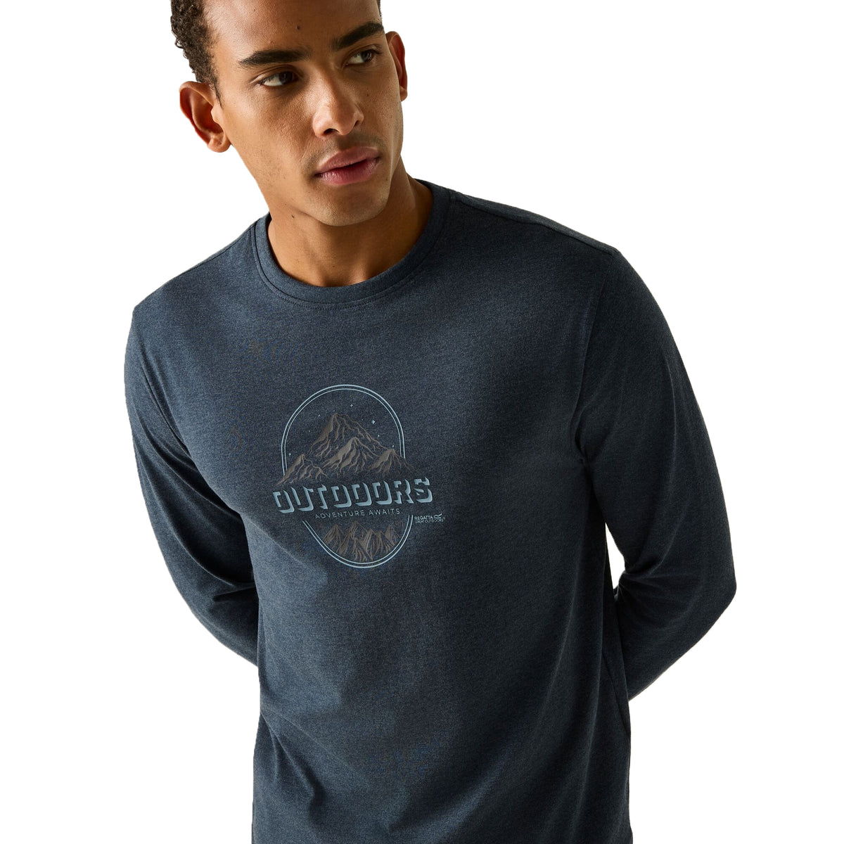 Navy - Close up - Regatta Mens Maylow Outdoors Long-Sleeved T-Shirt