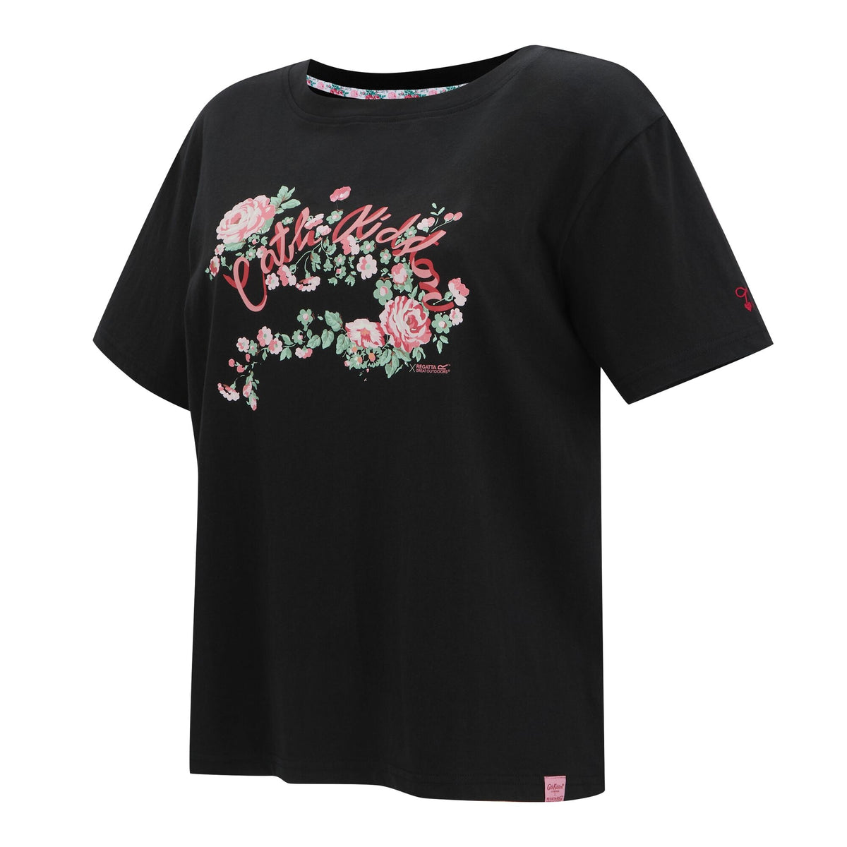Black - Side - Regatta Womens-Ladies Cath Kidston Floral Oversized T-Shirt