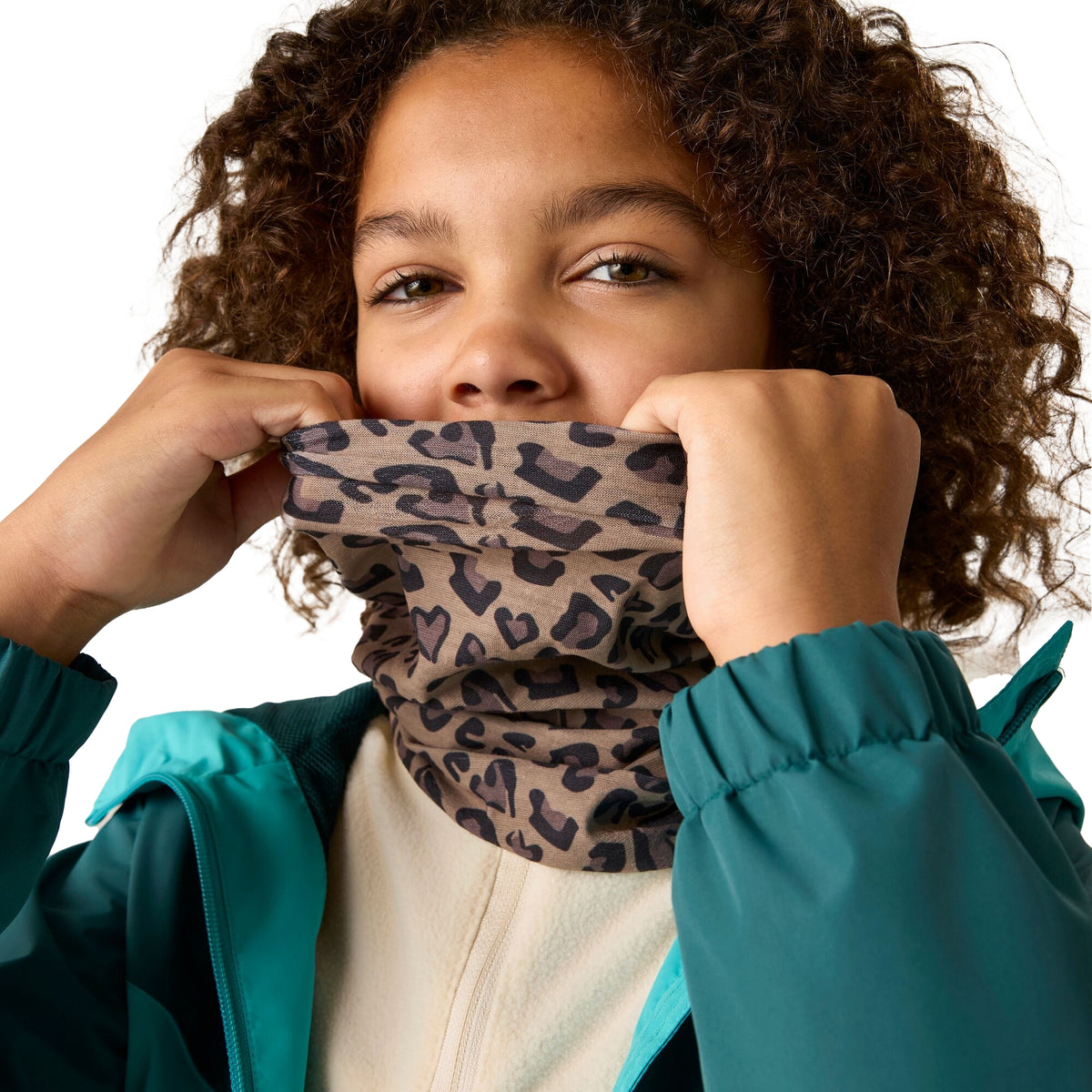 Mocha - Lifestyle - Regatta Childrens-Kids Multitube II Leopard Print Snood