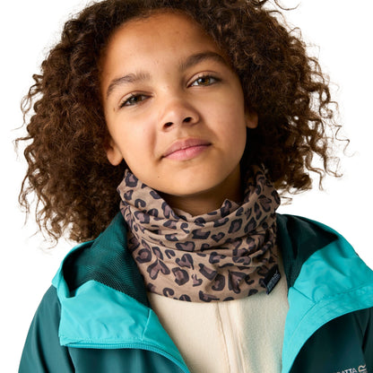 Mocha - Pack Shot - Regatta Childrens-Kids Multitube II Leopard Print Snood