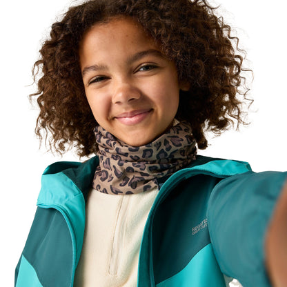 Mocha - Close up - Regatta Childrens-Kids Multitube II Leopard Print Snood