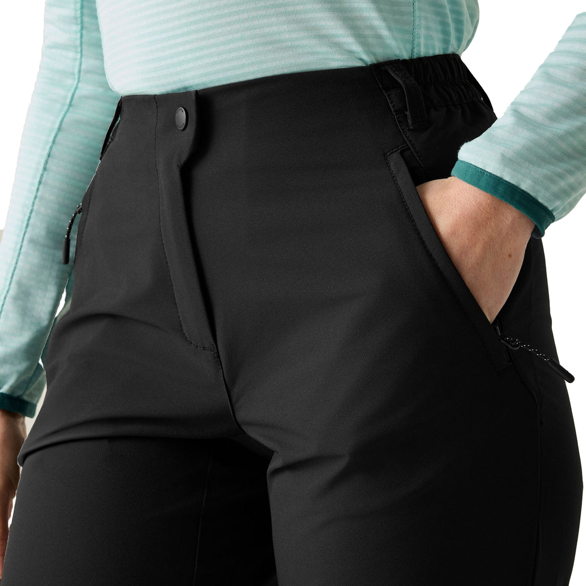 Black - Close up - Regatta Womens-Ladies Questra V Hiking Trousers