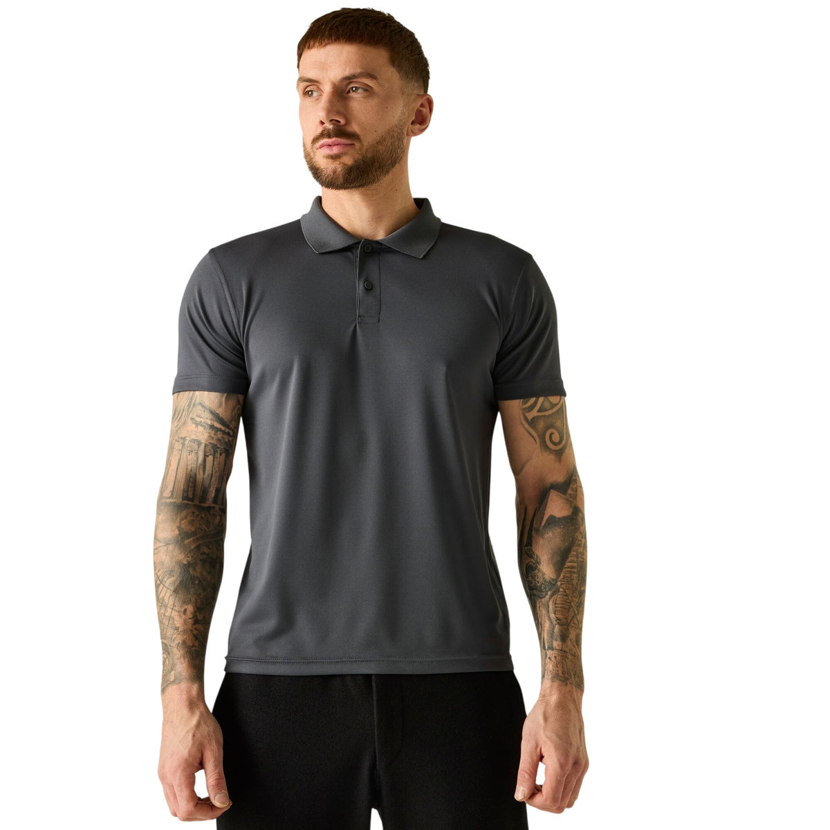 Solid Grey - Close up - Regatta Professional Mens Pique Polo Shirt