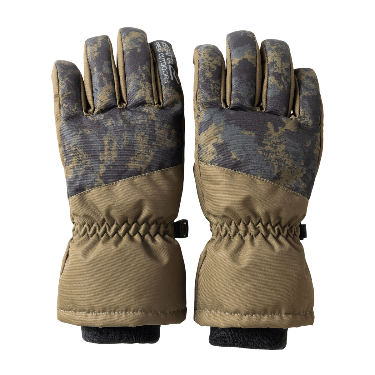 Bark Green - Front - Regatta Childrens-Kids Arlie Textured Waterproof Distressed Ski Gloves