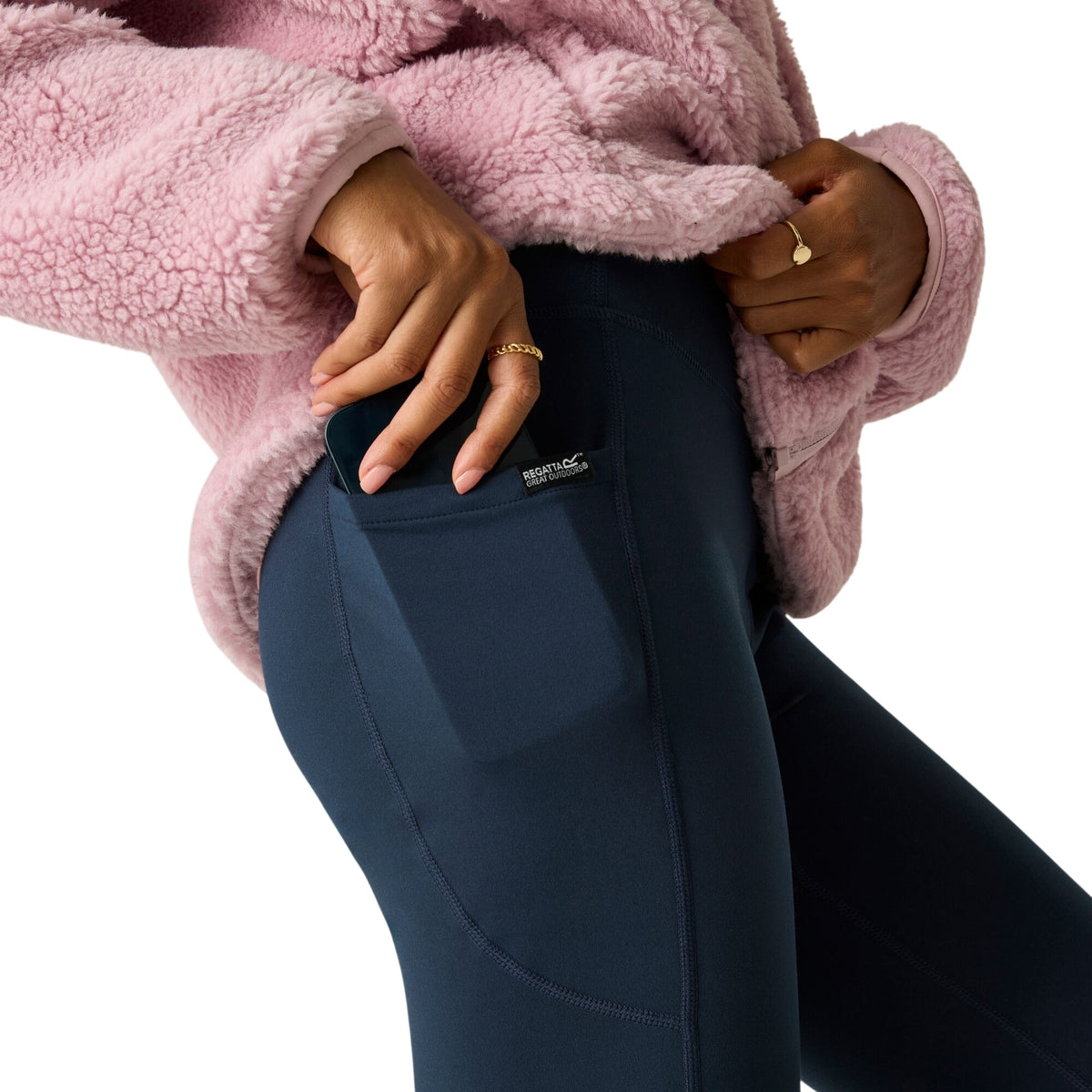 Navy - Pack Shot - Regatta Womens-Ladies Outdoor Comfort Leggings