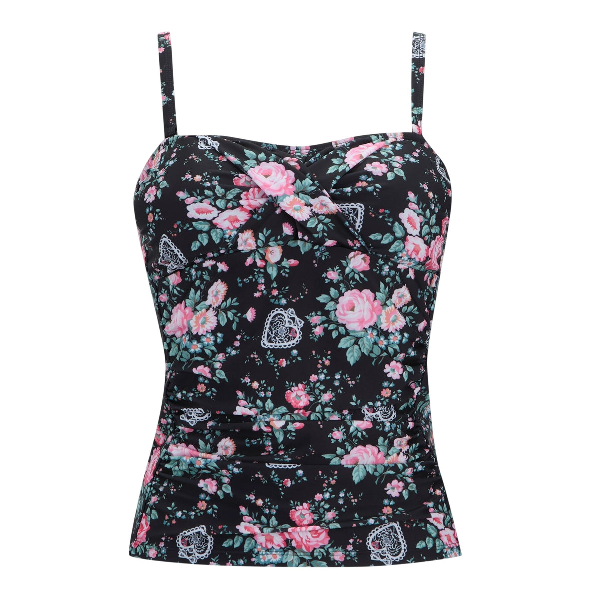 Black - Front - Regatta Womens-Ladies Cath Kidston Ditsy Print Tankini Top