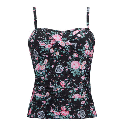 Black - Front - Regatta Womens-Ladies Cath Kidston Ditsy Print Tankini Top