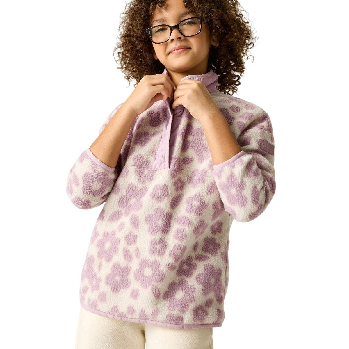 Vanilla-Powder Lilac - Close up - Regatta Childrens-Kids Eva Floral Fleece Top