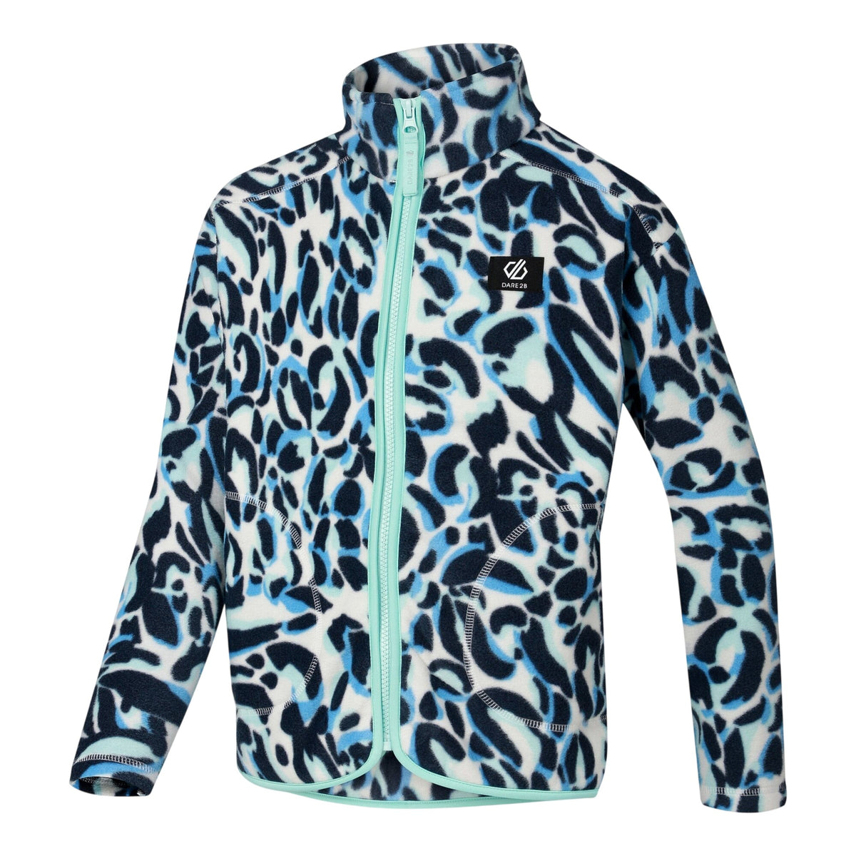 Blue - Side - Dare 2B Childrens-Kids Wing It Animal Print Full Zip Fleece Jacket