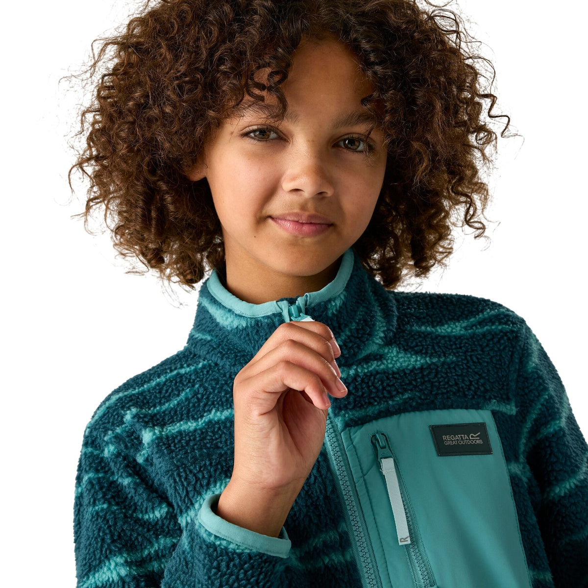 Mediterranea - Pack Shot - Regatta Childrens-Kids Frankie Zebra Print Full Zip Fleece Jacket