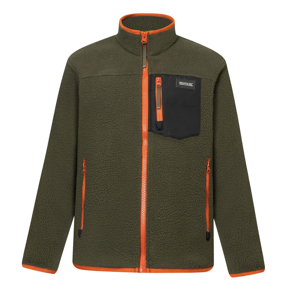 Dark Khaki-Rooibos Tea - Front - Regatta Childrens-Kids Frankie Colour Block Fleece Jacket